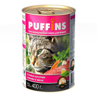 Puffins 415г конс. Влажный корм для взрослых кошек Ягненок (желе)